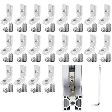 IXGNIJ 20Set 3030 Corner Bracket LShape Interior Inside Connector for 3030 Aluminum Extrusion AccessoriesSilver20 LES