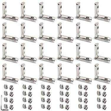 QIJINTRID 24 Sets 2020 Series Aluminum Extrusion LShape Inside Corner Connectors24pcs 2020 Extruded L Bracket with Screws and Wrench for Aluminum Extrusion Profile Slot 6mm