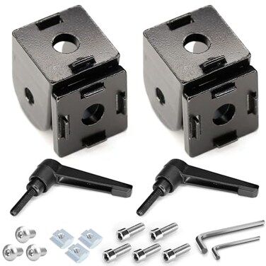 NVAXQF 2Sets Black Living Hinge with ScrewsZinc Alloy Flexible Pivot Joint Connectorfor 2020 Series Aluminum Extrusion Profile Black