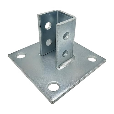 A.A 4 Hole Post Base Channel 6 Square for All 158 Strut Channel Side Orientation Heavy Duty ElectroGalvanized