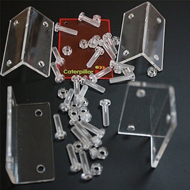 Caterpillar Red 4 x Angled L Brackets Polished Clear Transparent Acrylic 20x M5 Bolts Clear Right Angle Bracket Corner