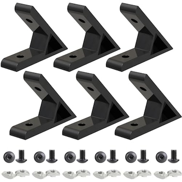 NVAXQF 45 Degree 2020 Corner Angle Bracket Connection Joint for 2020 Series Aluminum Extrusion Profile6pcs Black Corner Brackets with Screws and Nuts 45 Degree Bracket with Screws