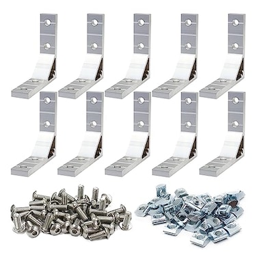 BLCCLOY 10 Set 78x78mm 2020 Aluminum Extrusion T Slot Corner Bracket 20 Series Extruded Hardware 90 Degree Right Angle Connector with M5 Bolts Nuts for 2020 80 20 2040 T V Slot Aluminum Profile