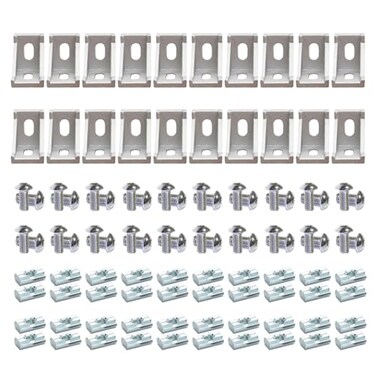BLCCLOY 20Sets 10 Extrusion Brackets 1 x 1 1010 Series Aluminum Extrusion Profiles Connector Set 20pcs 10 Extruded Aluminum Corner with T Slide Nuts Bolts for 10 Series Extrusion Profiles Rail