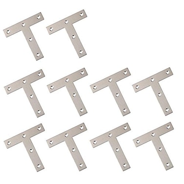 BTMB Stainless Steel Steel T Shape Flat Repair Mending Plate Joining Bracket BracePack of 10 80x80mm31x31