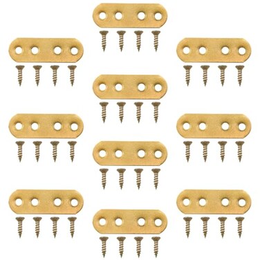 Dsjnf Iron Splicing Plate Connector Flat Straight Bracket with Hole Metal Plate 75MMx18MM Gold Connector Corner Code for Fixing Wooden Furniture 10pcs 295x 071x 006inch