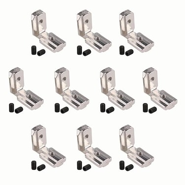 FOCMKEAS 10Pcs Interior Joint Brackets 90 Degree T Slot LShape Corner Brackets Internal Angle Connectors for European Standard 3030 Series 8mm T Slot Aluminum Extrusion Profile Zinc Alloy