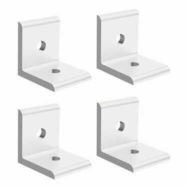FOCMKEAS 4Pcs Inside Corner Bracket Gusset2 Hole Aluminum L Bracket Connector for 4040mm Aluminum Extrusion Profile 40x40 with Slot 8mm Sliver Tone