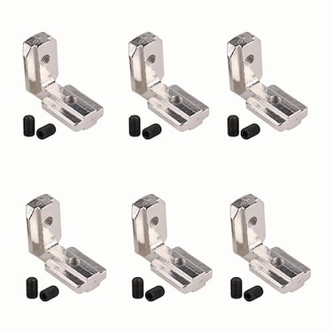 FOCMKEAS 6Pcs Interior Joint Brackets 90 Degree T Slot LShape Corner Brackets Internal Angle Connectors for European Standard 4040 Series 8mm T Slot Aluminum Extrusion Profile Zinc Alloy