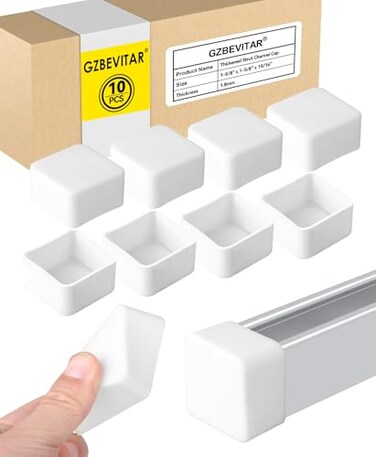 GZBEVITAR Strut Channel Caps 18mm Thickened White Plastic Square End Cap Cover for 158 Strut Channel End 10 Pack