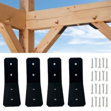 ITeVe.GD ITEVEGD Flush Inside 45 Degree Angle Bracket Connector Steel Tie Plate 012 Thick Steel Joint Timber Connector for Butt Post and Beam Fixing Furniture 4Pack