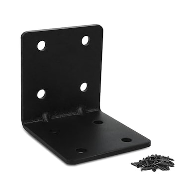 MOZCORN 4 Pack L Brackets for Wood Matte Black Strong Corner Brace Ribbed Corner Brackets for Wood Projects Furniture Fix and Replacement Easy to Install 25 x 275 x 275 in
