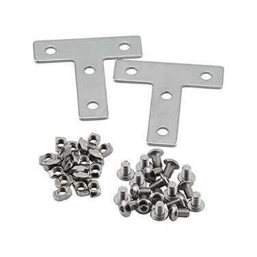 PZRT Aluminum Profile Connector Bracket Set2Pcs T Shape Connector 8Pcs M5 TSlot Nuts 8Pcs M5x8mm Hex Socket Cap Screw Boltfor 6mm Slot 2020 Series Aluminum Profile