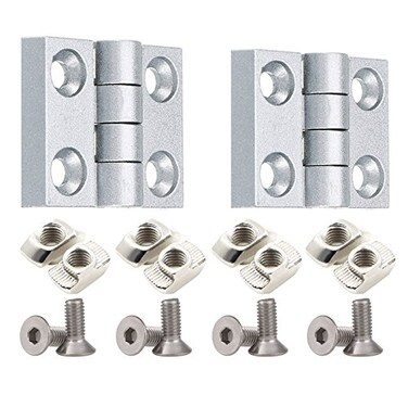 PZRT Aluminum Profile Hinge Install Kit 2X Zinc Alloy Hinge 8X M6 TNuts 8X M6 Hex Socket Flat Head Screwfor 3030 Serie 8mm Slot Aluminum Profile Extrusion Frame