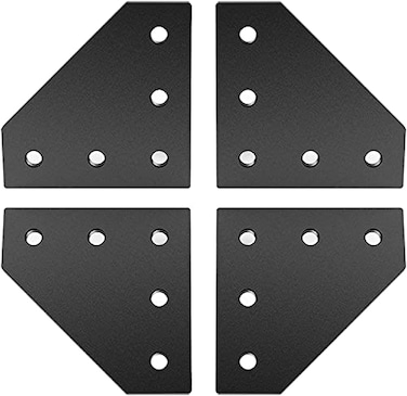 QIJINTRID 4pcs 3030 Series Aluminum Extrusion Connector Plate SetBlack L Shape 3030 Aluminum Profile Corner Bracket Joint Plate with 20pcs T Nuts and Screwsfor T Slot Aluminum Extrusion Profile