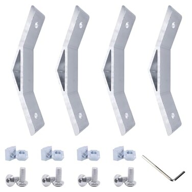 QIJINTRID 4Sets 1010 Aluminum Extrusion 135 Degree Bracket4pcs 135 Degree Corner Bracketswith 8pcs Sliding T Nuts and Screws for 10 Series Extruded Aluminum Rail AccessoriesSilver
