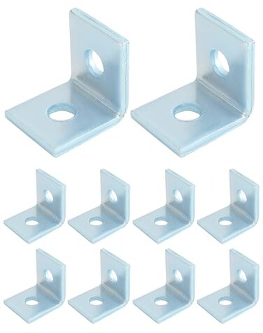 QWORK 10Pack Heavy Duty LShaped Connector Brackets 2 Hole Compatible with All 158 Strut Channels 12 Bolt Hole 90 Degree Angle Electrogalvanized Carbon Steel