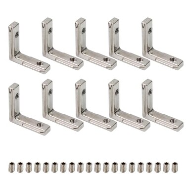 Rannb T Slot Inside Corner Brackets LShape Interior Corner Connector with Screws for 1515 Series Aluminum Extrusion Profile 10pcs