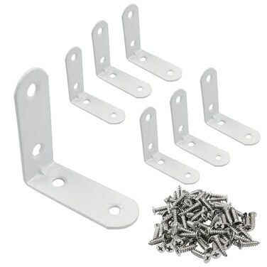 Rierdge 20 Pcs White Corner Brace L Bracket 19 x 19 x 073 50 x 50 x 15mm Iron Right Angle Brackets Metal Joint Right Angle Bracket for Tables Furniture Shelves with Screws