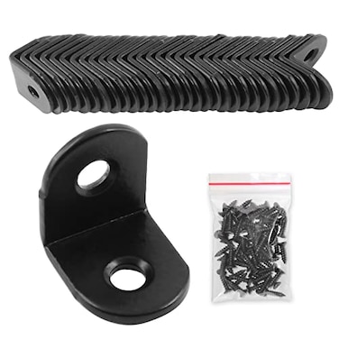 Rierdge 32 Pcs Black Corner Brace L Bracket 20mm Stainless Steel Right Angle Brackets Metal Joint Right Angle Bracket for Wood Furniture Shelves with Screws 34 Inch Black