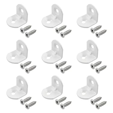 Rierdge 40 Pcs White Corner Brace L Bracket 075 x 075 x 073 20 x 20 x 185mm Iron Right Angle Brackets Metal Joint Right Angle Bracket for Tables Furniture Shelves with Screws