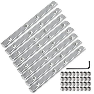 Rrina 8Pcs 2020 Series Aluminum Profile Straight Line Connector for T Slot 6mm Joint Bracket Extrusion Connect Parts Length 4 Inch