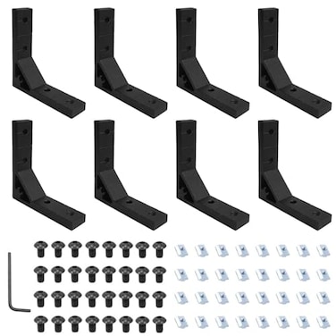 SeekLiny 8Pcs 2020 Corner Brackets Set with 32Pcs M5 T Slot Nuts 32Pcs M5x12mm Hex Socket Cap Screw and 1Pcs M3 Wrench for 2020 Series Aluminum Extrusion Profile