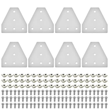 SeekLiny Seekliny 8pcs 3030 Brackets T Plate Connector Joint Plate T Slot Hardware V Slot Accessories 3030 Aluminum Extrusion Bracket Silver