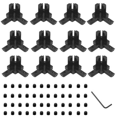 SeekLiny Black 12Pcs 2020 3 Way Corner Brackets Connector Set with 48Pcs M4 Screw and 1Pc M2 Wrench for 2020 Series Aluminum Extrusion Profile