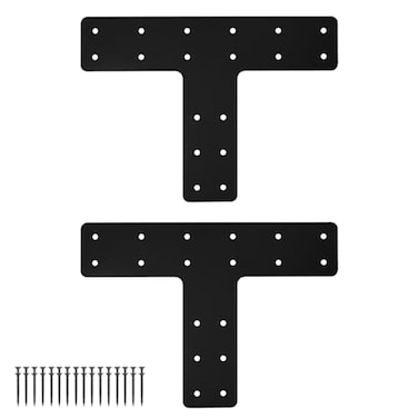 XZWMY T Post Bracket 2PCS 14x10 T Flat Mending Plate for Wood 4x46x6 Lumber Black Powder Coated Heavy Duty Pergola BracketsT Beam Brackets T Truss BracketT Shape Post to Beam Connectors