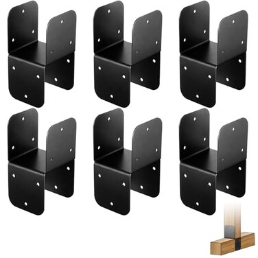 Yaocom 6 Pcs 4x4 Post Cap Tie Bracket Inner Size 35x 35 Heavy Duty 14 Gauge Black Tie Bracket for Connecting Beam to Post