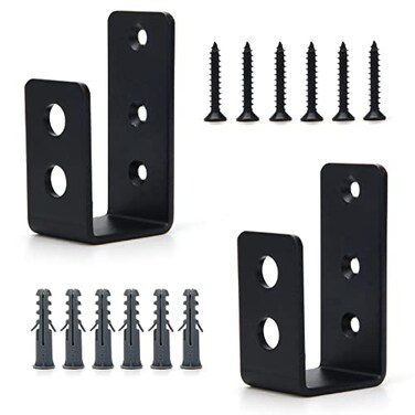Catcan 2 Pack 2x4 Door Barricade Brackets Upgrade Thickness Door Security Bar Heavy Duty Reinforcement U Bracket for Home Garage Gate Barn Shed Black
