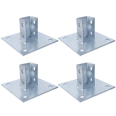 Skelang 4 Pcs Strut Post Base 4 Holes Square Mount 6 x 6 Base for 158 Single Strut Channel