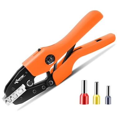 KF CPTEC Ratcheting Ferrule Crimping Tool for Wire End Sleeves AWG 210 635mm Heavy Duty Electrical Crimper