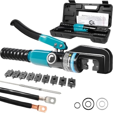 Brileine 10 Tons Hydraulic Crimping Tool with 9 Dies Battery Cable Crimper Tool Wire Rope Crimping Tool for 12 to 20 AWG 116 18 316 Stainless Steel Cable Railing Tool