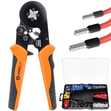HARDELL Ferrule Crimping Tool AWG 237 Wire Crimper with Selfadjustable Ratchet Square Wire Ferrule Kit Suitable for Various DIY Household