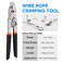 HKS Wire Rope Crimping Tool for Loop Sleeves Aluminum Double Tube Ferrule Crimper for Fishing Line up to 22 mm with Cutting Function