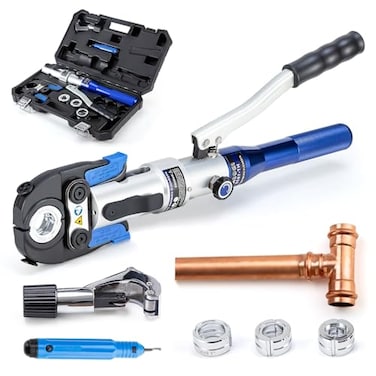 IBOSAD Copper Tube Fittings Hydraulic Pipe Crimping Tool with 12 inch34 inch and 1 inch Jaw Copper Pipe Pro press Crimpers Pressing PliersSuit for Narrow Space and Tee Fitting
