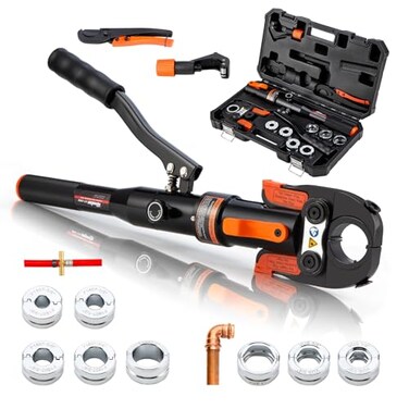 iGeelee Hydraulic Copper Press Tool Pex Crimping Tool with 12 34 1 Dies for Copper Pipe Fitting 381 Dies for ASTM F1807 Pex Copper Rings Heavy Duty HT1950E