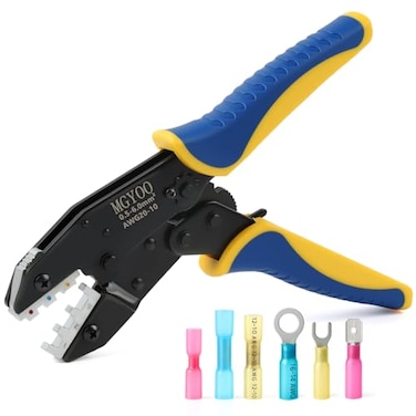MGYOO Wire Crimping Tool for Heat Shrink Wire Connectors AWG 2010 Ratchet Wire Terminal Crimper Insulated Nylon Connectors and Electrical Wire Connectors Ratcheting Crimping Plier