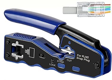 Tedgetal RJ45 Crimp Tool Pass Through Network EZ Crimping Tool for Cat6aCat5Cat5e Connector