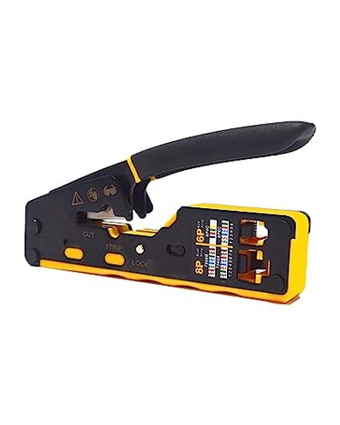 JODROAD RJ45 Crimper Pass Through Ethernet Crimper for Cat5 Cat6 Cat6a Connectors AllinOne RJ11RJ12RJ45 Crimp Tool with Integrated Wire Stripper and Cutter