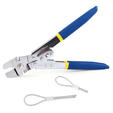 Yangoutool Wire Rope CrimperWire Rope Crimping Cutting Tool Versatile 2in1 Sheet Metal Swaging Handles 01mm22mm Aluminum Oval Double Barrel Stop Ferrules Ideal for Hand Tool Enthusiasts