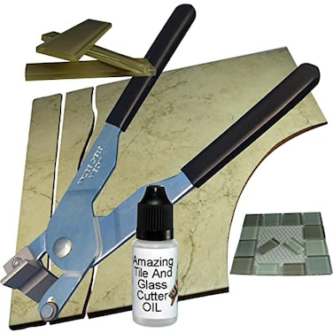 The Amazing Tile And Glass Cutter Professional Hand Held Glass Cutter UK Made Hand Held Tile Cutter 2in1 Scoring Tool and Cutting Tool with Cutting Oil Instructions and Online Videos