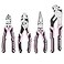 WORKPRO 4Piece Pliers Set Premium CRV Construction Pliers Tool Sets Including Long Nose Diagonal Cutting Groove Joint and Slip Joint Pliers Pink Ribbon