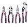 WORKPRO 4Piece Pliers Set Premium CRV Construction Pliers Tool Sets Including Long Nose Diagonal Cutting Groove Joint and Slip Joint Pliers Pink Ribbon