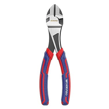 WORKPRO 7Inch Diagonal Pliers in CRV Steel for Cutting Wires Bimaterial Handle Comfort Grip