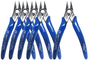 YEGEOOE Flush Wire Cutter 5PACK Blue Diagonal Cutting Pliers Side Cutter Nippers Micro Wire Cutter Wire Clippers Wire Snips 5inch size