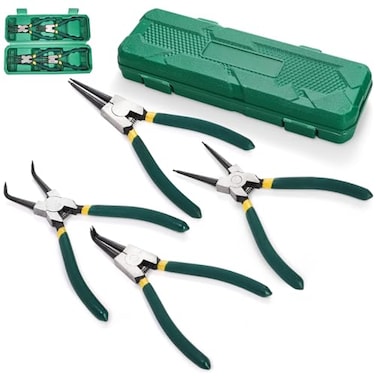 Covzoe 4 Pieces Snap Ring Pliers Set 7 Inch Heavy Duty Internal External Circlip Pliers Kit with Storage Case Straight Bent Jaw Lock Pliers for Ring Remover Retaining