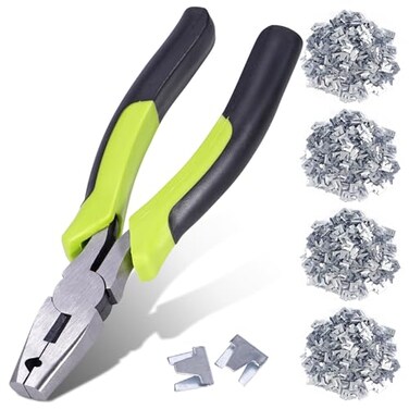 KHEARPSL Hog Ring Pliers and 1200Pcs Wire Cage Clips Fencing Pliers JClips Chicken Dog Rabbit Cage Building Supplies Tools Wire Net Mesh Fastener